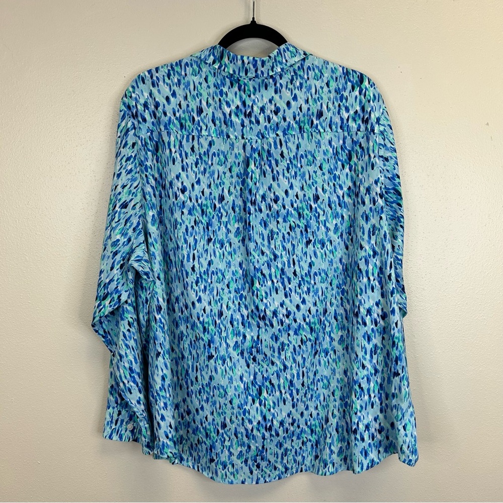 Ocean Blue Patterned Button Down Shirt Lightweigh… - image 9